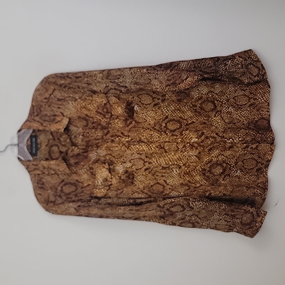 Jones New York Brown & Gold Long Sleeve Epaulets Button Shirt L